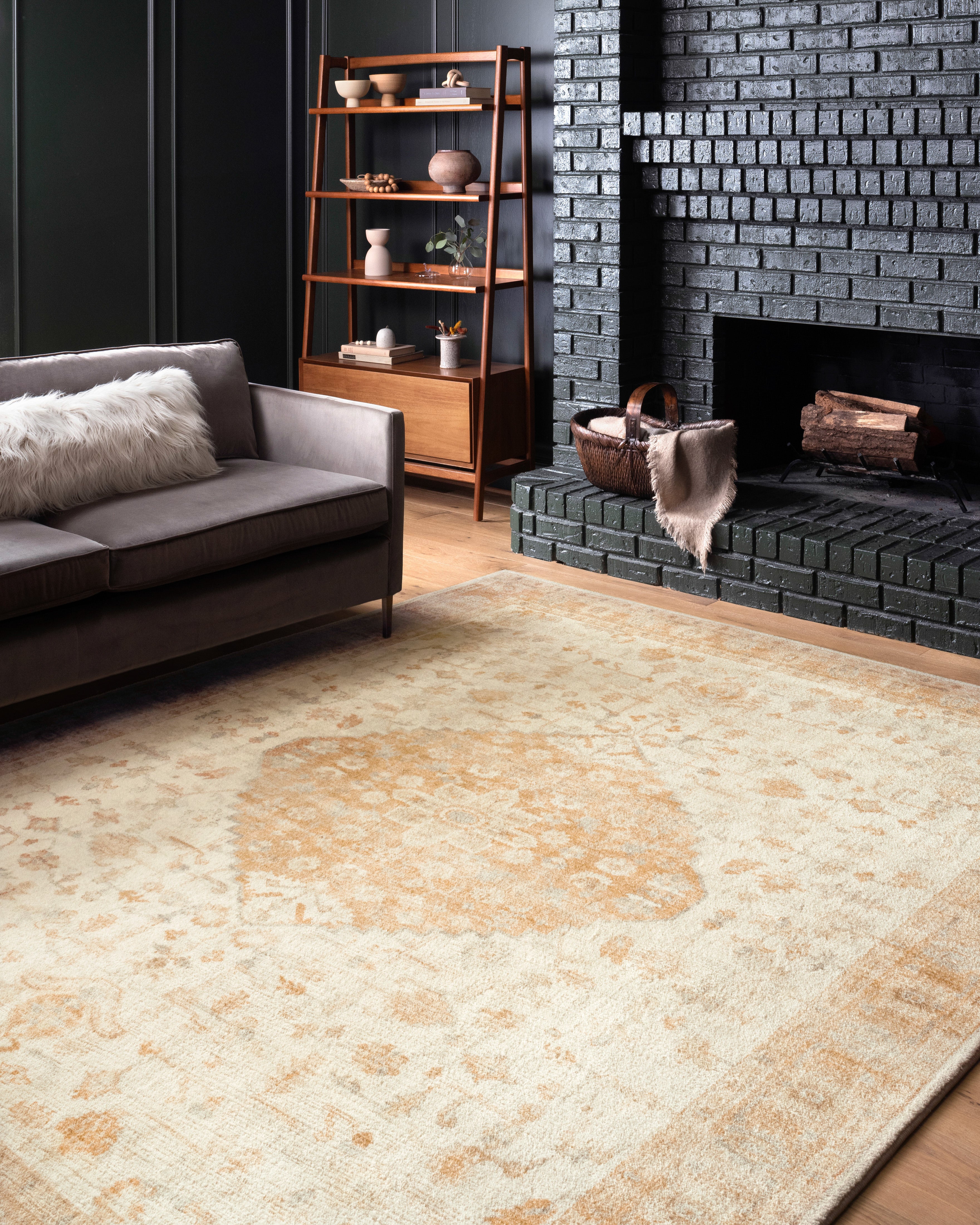 Rosette ROS-03 Ivory/Terracotta Area Rug, ultra-soft with ivory and terracotta tones.