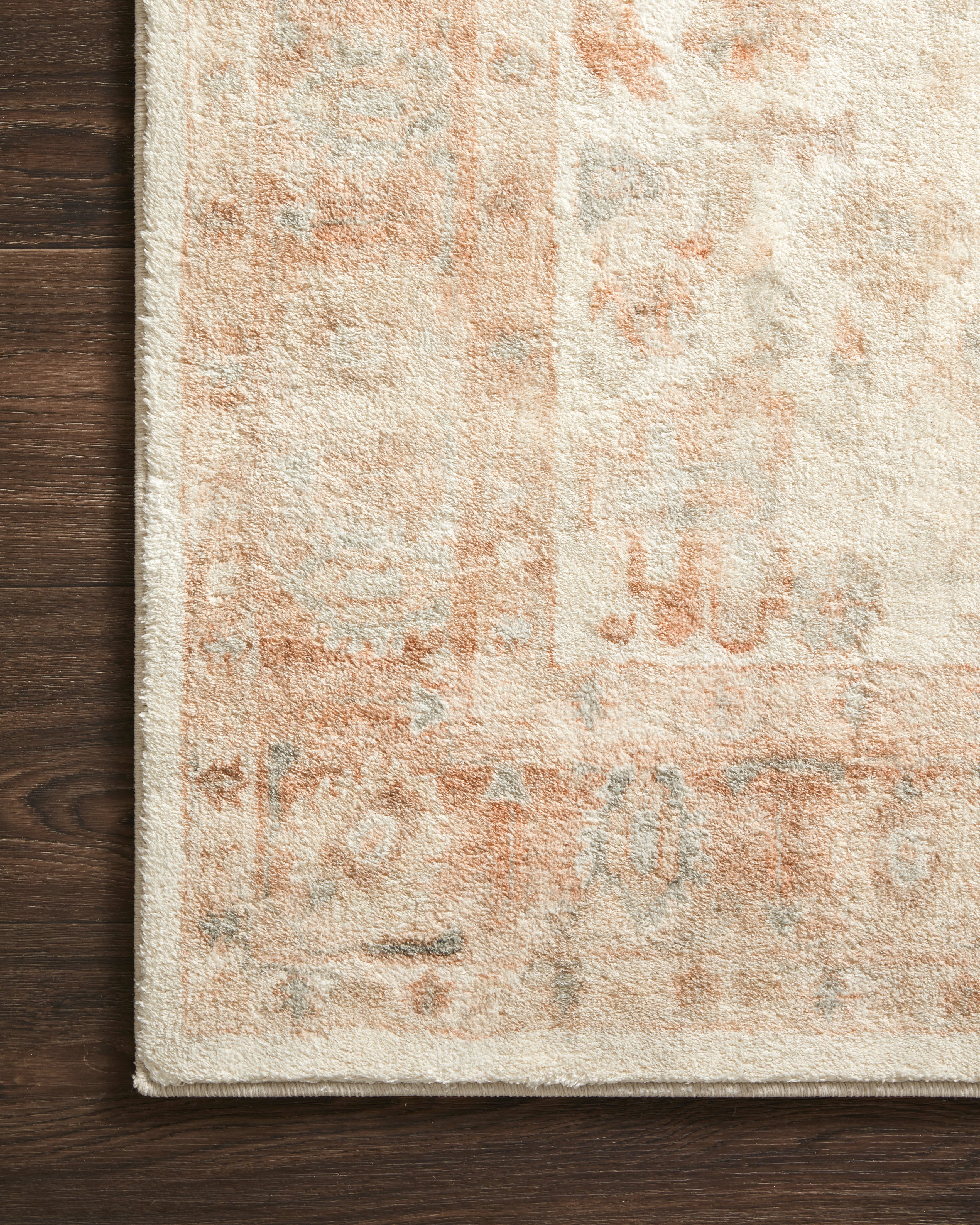 Rosette ROS-03 Ivory/Terracotta Area Rug, ultra-soft with ivory and terracotta tones.