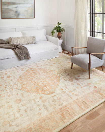 Rosette ROS-03 Ivory/Terracotta Area Rug, ultra-soft with ivory and terracotta tones.