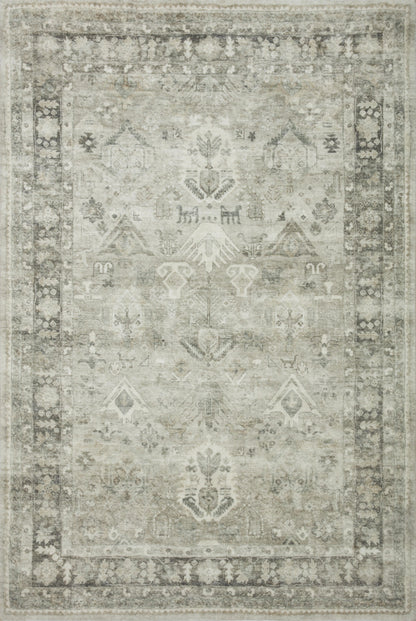 Rosette ROS-04 Steel/Graphite Area Rug, plush steel and graphite motif.