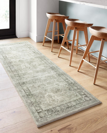 Rosette ROS-04 Steel/Graphite Area Rug, plush steel and graphite motif.