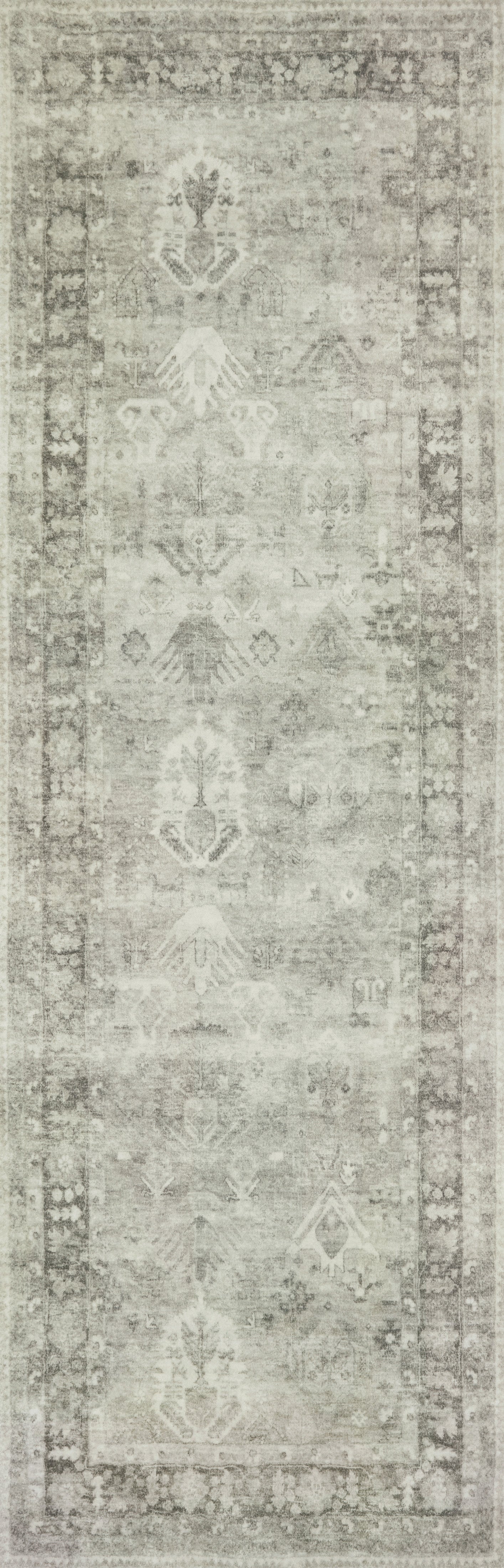 Rosette ROS-04 Steel/Graphite Area Rug, plush steel and graphite motif.