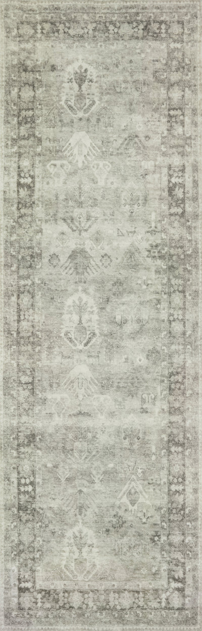 Rosette ROS-04 Steel/Graphite Area Rug, plush steel and graphite motif.