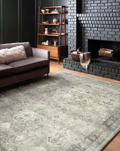 Rosette ROS-04 Steel/Graphite Area Rug, plush steel and graphite motif.