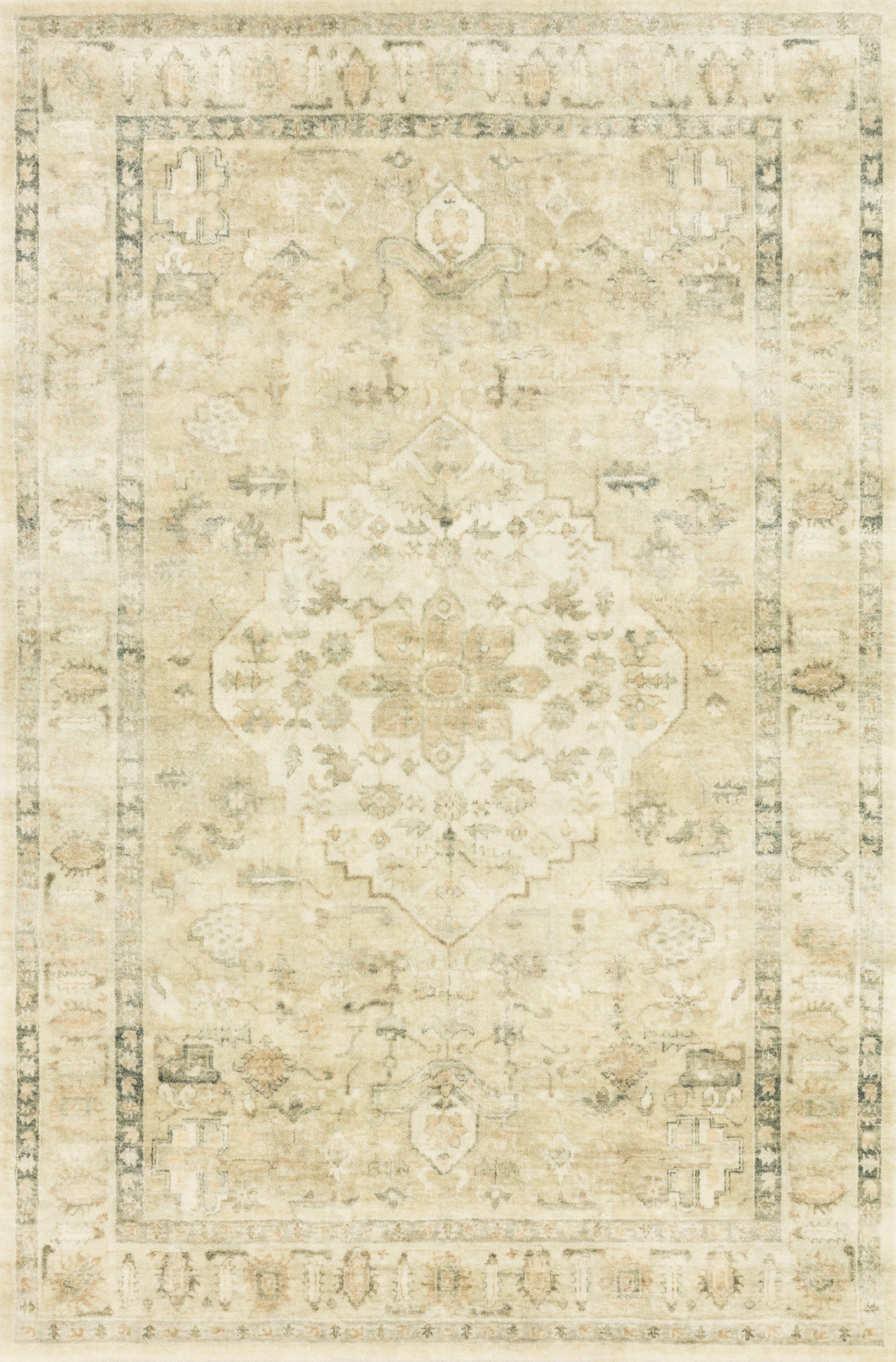 Rosette ROS-05 Sand/Ivory Area Rug, soft sand and ivory pattern.