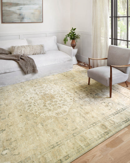 Rosette ROS-05 Sand/Ivory Area Rug, soft sand and ivory pattern.