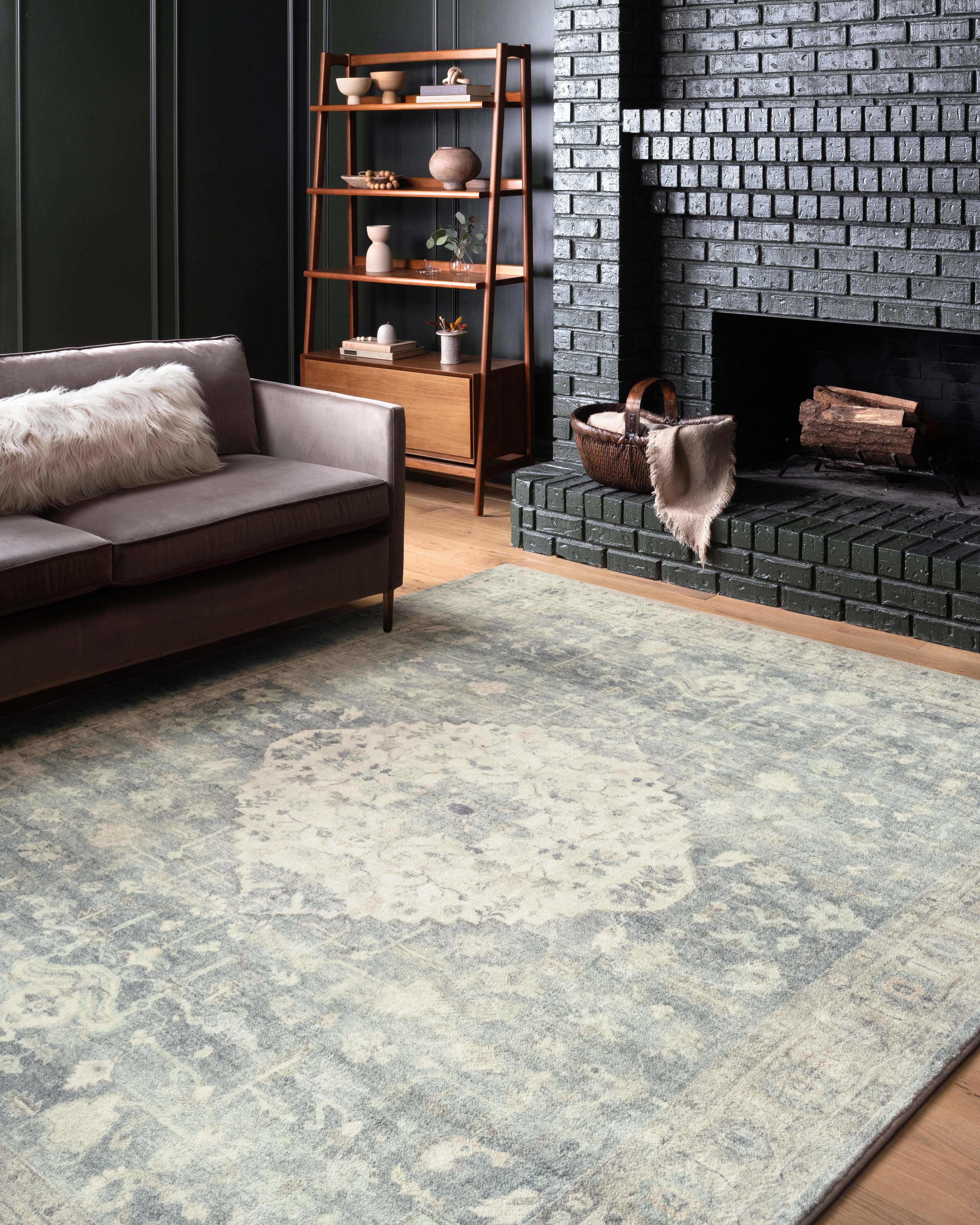 Rosette ROS-07 Denim/Fog Area Rug, ultra-soft with denim and fog tones.