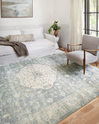 Rosette ROS-07 Denim/Fog Area Rug, ultra-soft with denim and fog tones.