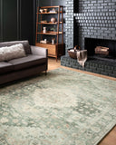 Rosette ROS-08 Teal/Ivory Area Rug, plush teal and ivory pattern.