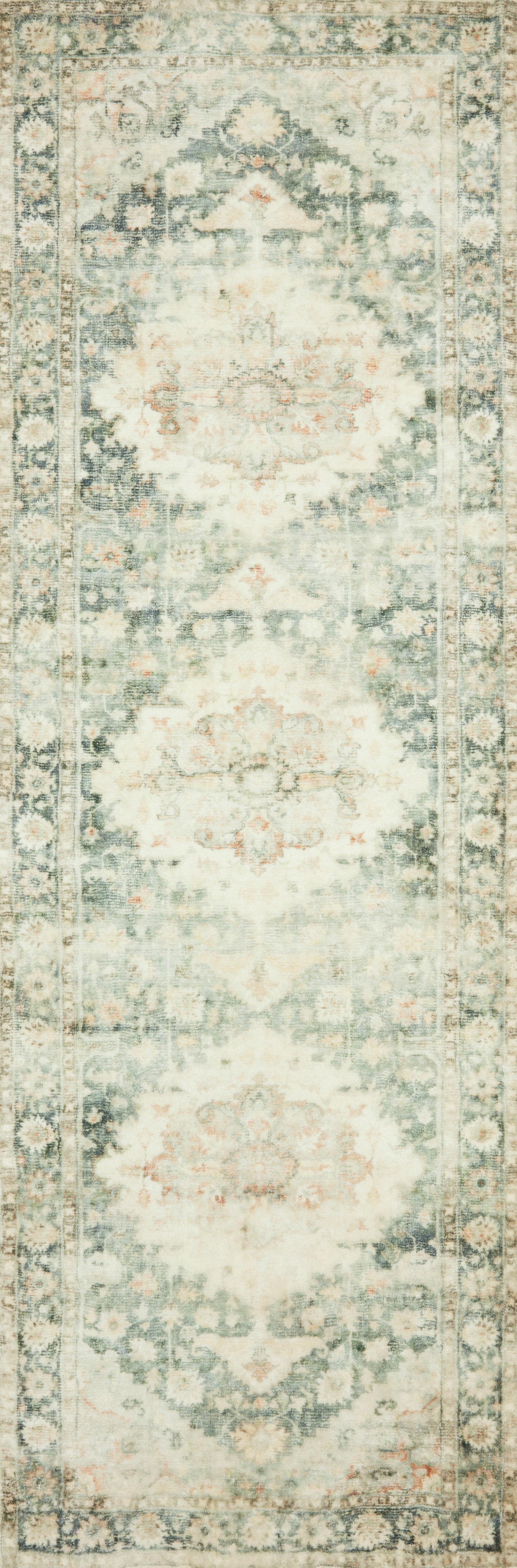 Rosette ROS-08 Teal/Ivory Area Rug, plush teal and ivory pattern.