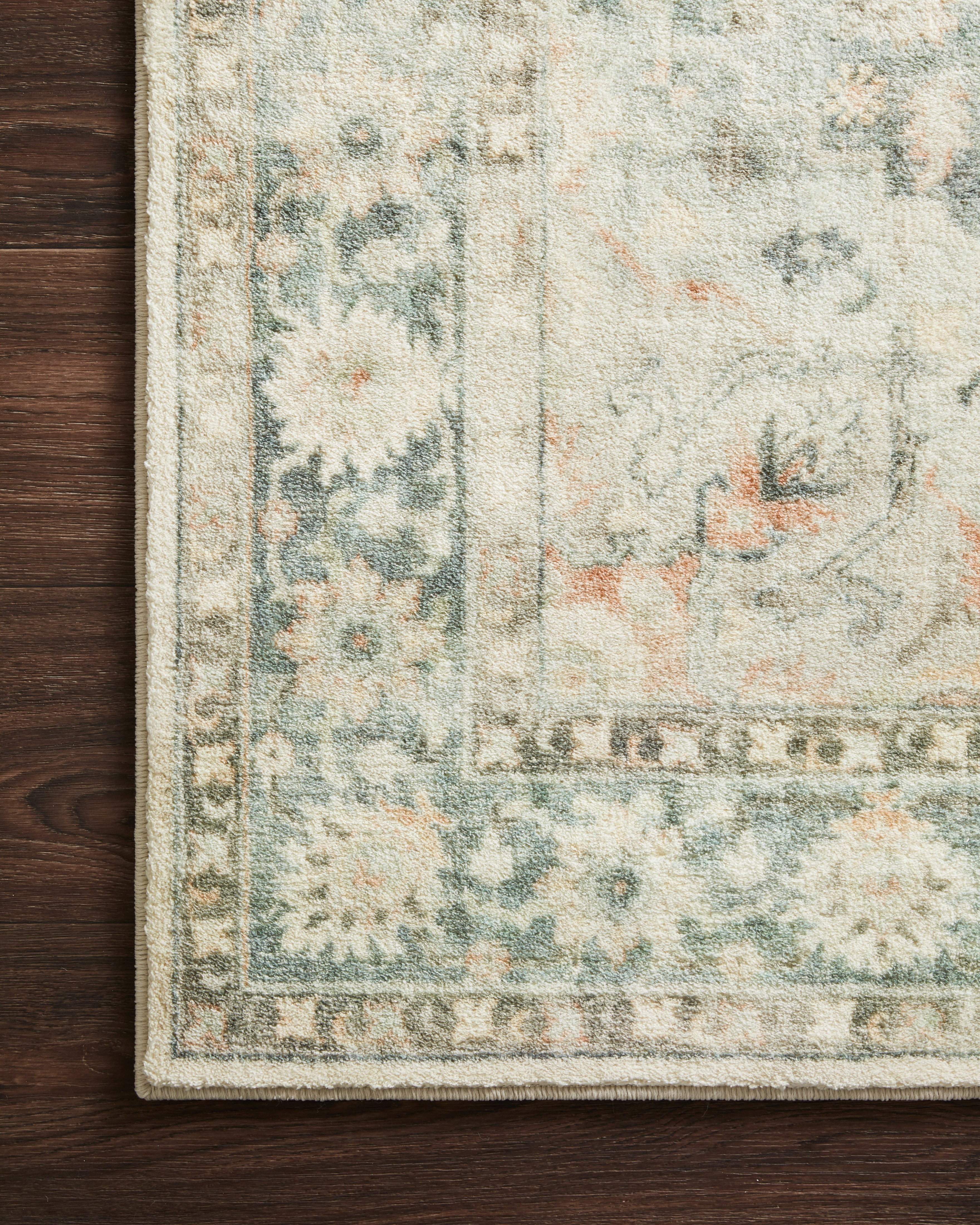 Rosette ROS-08 Teal/Ivory Area Rug, plush teal and ivory pattern.