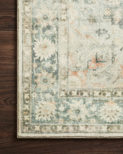 Rosette ROS-08 Teal/Ivory Area Rug, plush teal and ivory pattern.