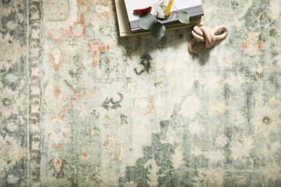 Rosette ROS-08 Teal/Ivory Area Rug, plush teal and ivory pattern.