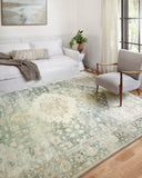 Rosette ROS-08 Teal/Ivory Area Rug, plush teal and ivory pattern.