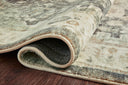 Rosette ROS-09 Slate/Ivory Area Rug, plush slate and ivory motif.