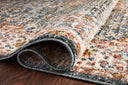 Saban SAB-01 blue and multicolor area rug with traditional motifs, Turkish power-loomed polyester, stain-resistant and non-shedding