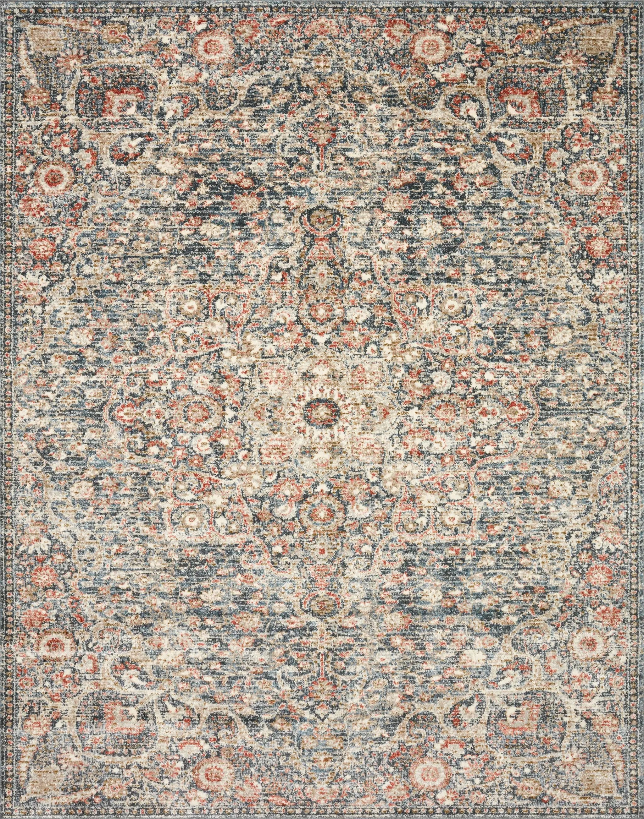 Saban SAB-02 Blue / Spice Area Rug by Loloi