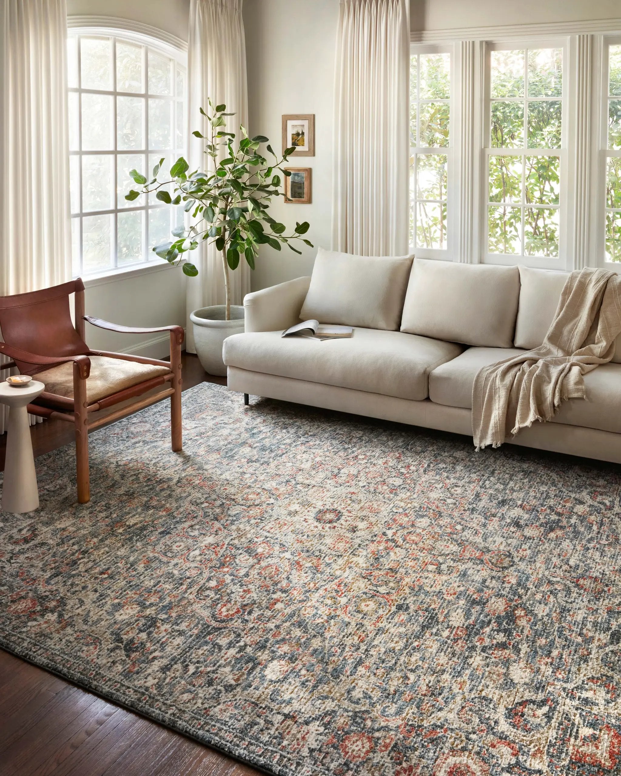 Saban SAB-02 Blue / Spice Area Rug by Loloi