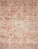 Saban SAB-02 rust and beige area rug with traditional motifs, Turkish power-loomed polyester, stain-resistant and non-shedding