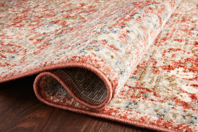 Saban SAB-02 rust and beige area rug with traditional motifs, Turkish power-loomed polyester, stain-resistant and non-shedding