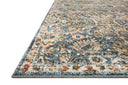 Saban SAB-04 blue and sand area rug with classic motifs, Turkish power-loomed polyester, stain-resistant and non-shedding