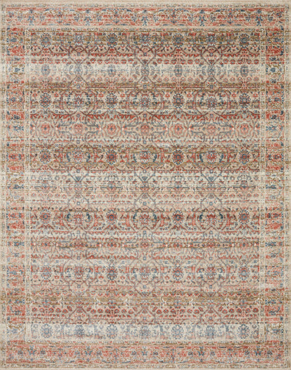 Saban SAB-05 sand and rust area rug with traditional design, Turkish power-loomed polyester, durable and non-shedding