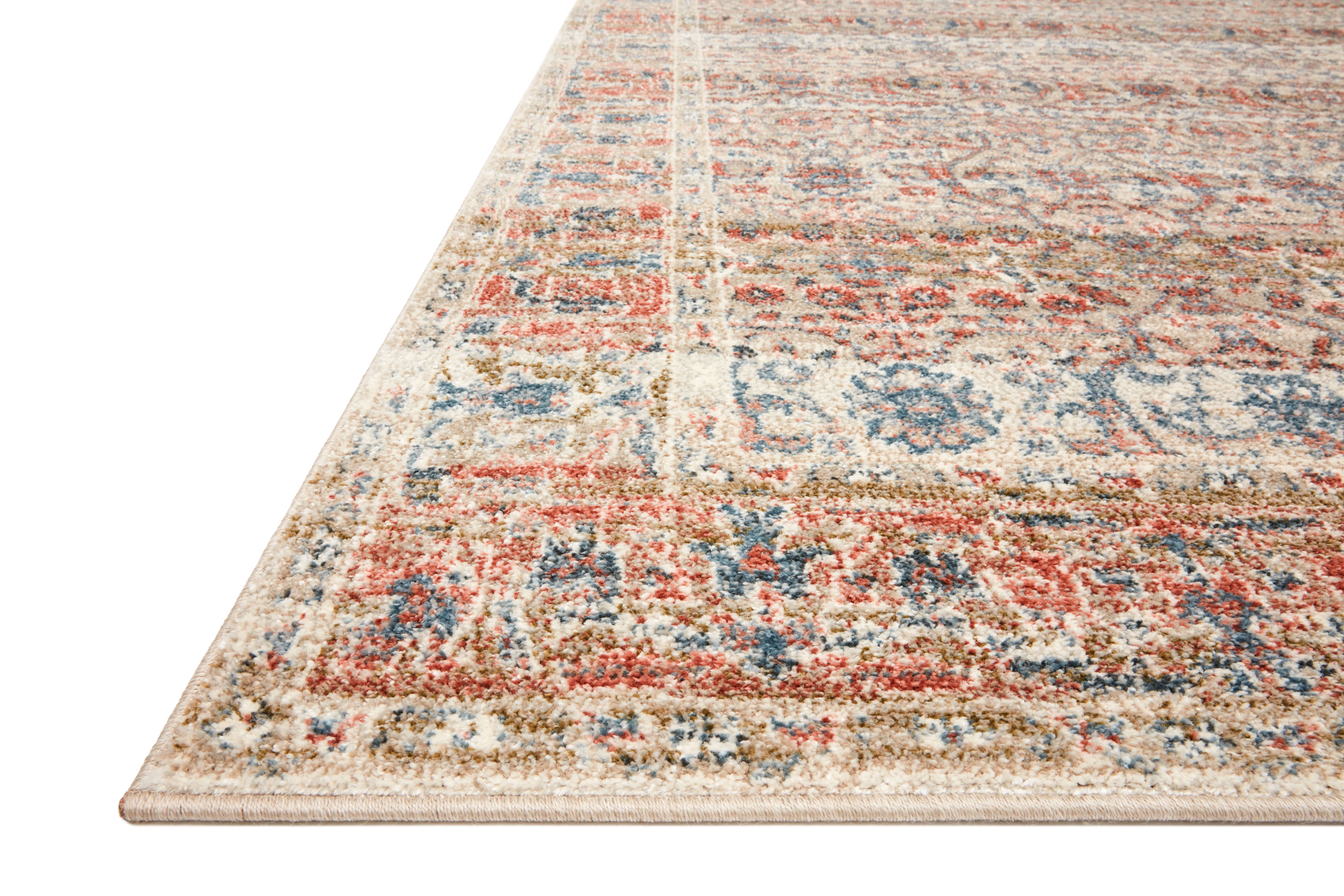 Saban SAB-05 sand and rust area rug with traditional design, Turkish power-loomed polyester, durable and non-shedding