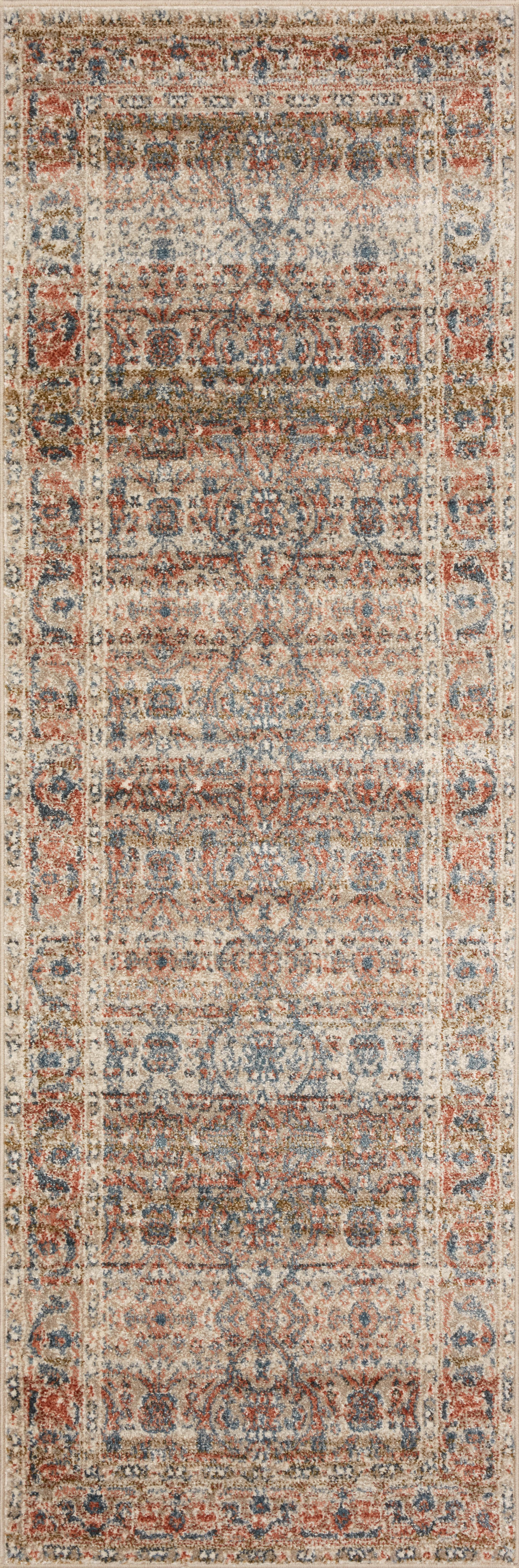 Saban SAB-05 sand and rust area rug with traditional design, Turkish power-loomed polyester, durable and non-shedding