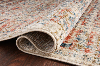 Saban SAB-05 sand and rust area rug with traditional design, Turkish power-loomed polyester, durable and non-shedding