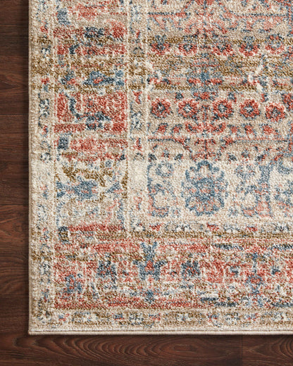 Saban SAB-05 sand and rust area rug with traditional design, Turkish power-loomed polyester, durable and non-shedding