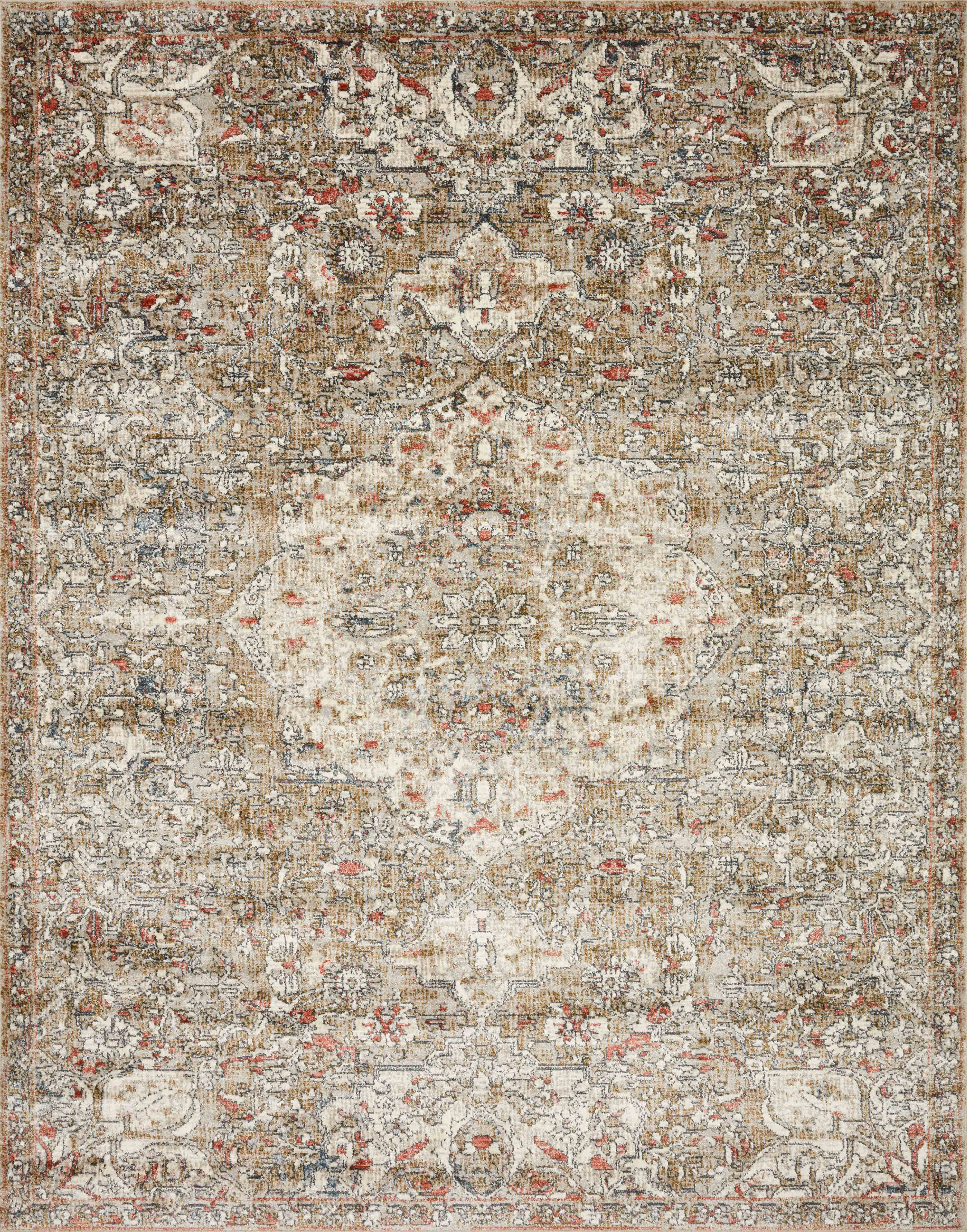 Saban SAB-07 straw and beige area rug with traditional motifs, Turkish power-loomed polyester, stain-resistant and non-shedding