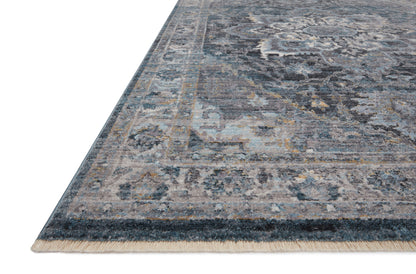 Samra SAM 01 denim grey area rug with modern design, power loomed polypropylene pile, contemporary living room rug