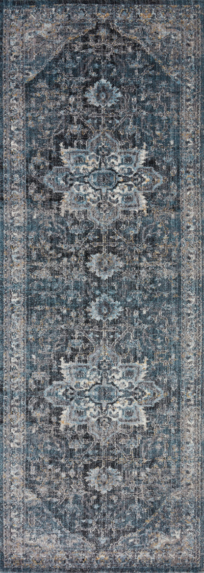 Samra SAM 01 denim grey area rug with modern design, power loomed polypropylene pile, contemporary living room rug