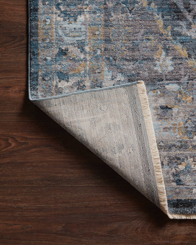 Samra SAM 01 denim grey area rug with modern design, power loomed polypropylene pile, contemporary living room rug