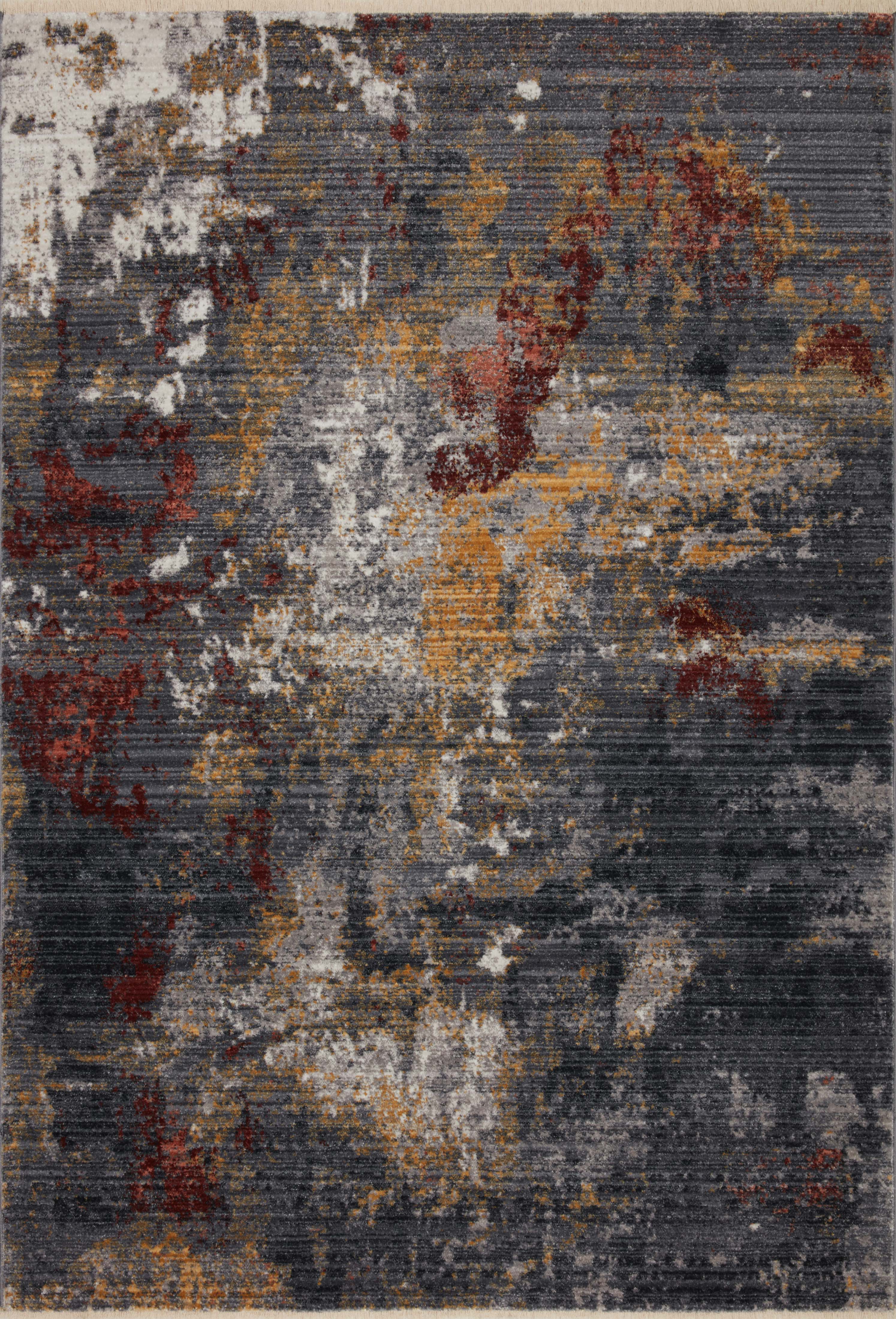 Samra SAM 03 dark grey spice area rug featuring warm accent tones, modern polypropylene rug for living spaces