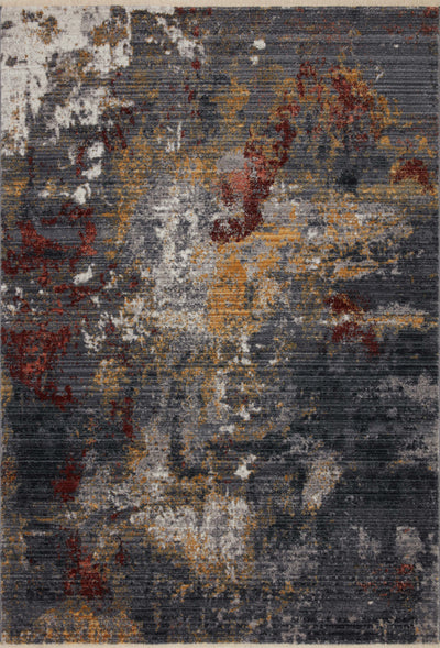 Samra SAM 03 dark grey spice area rug featuring warm accent tones, modern polypropylene rug for living spaces
