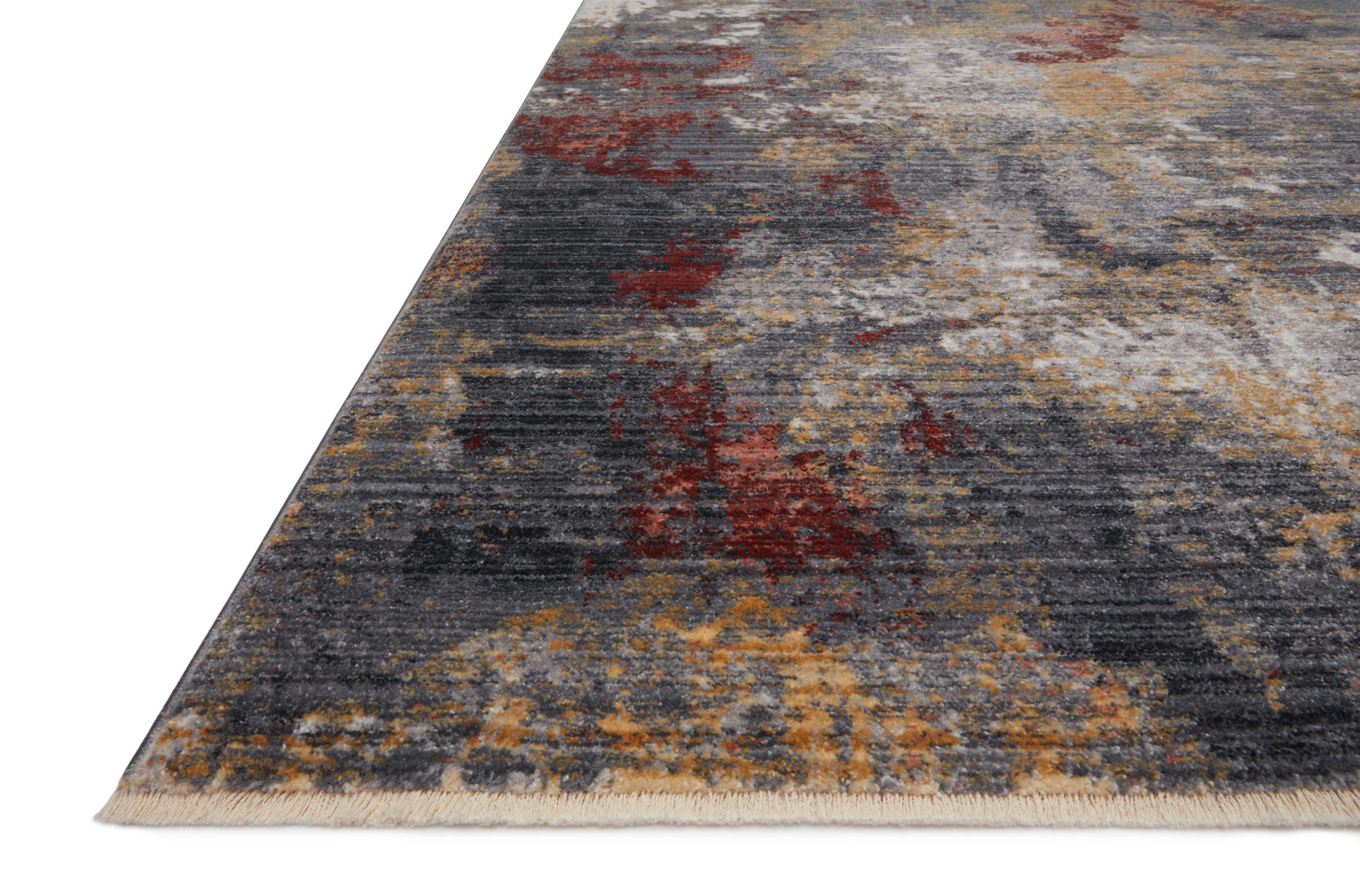 Samra SAM 03 dark grey spice area rug featuring warm accent tones, modern polypropylene rug for living spaces
