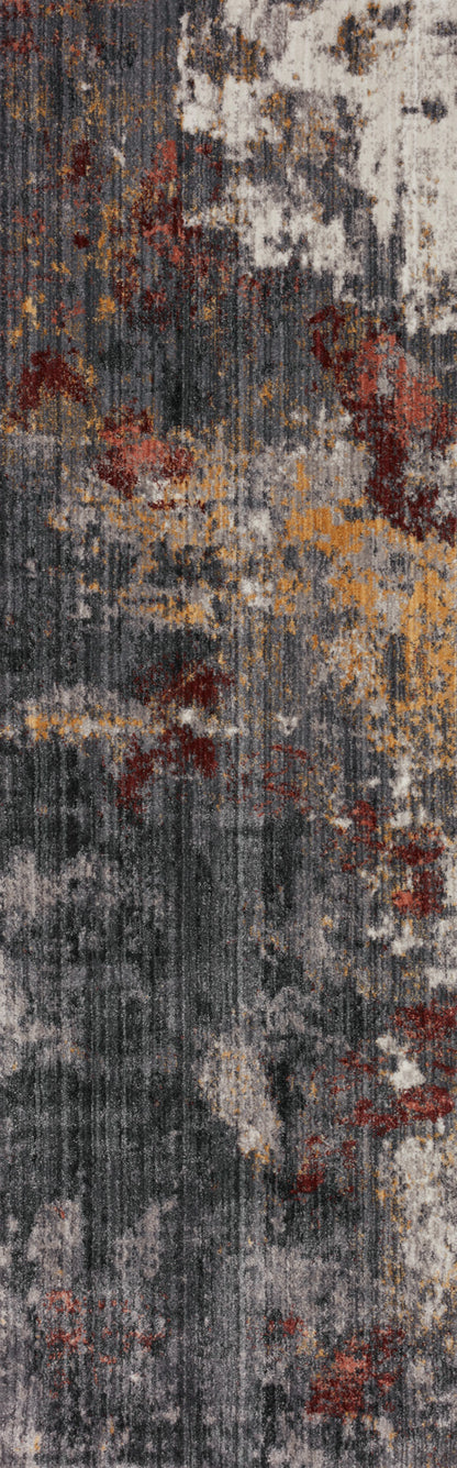 Samra SAM 03 dark grey spice area rug featuring warm accent tones, modern polypropylene rug for living spaces
