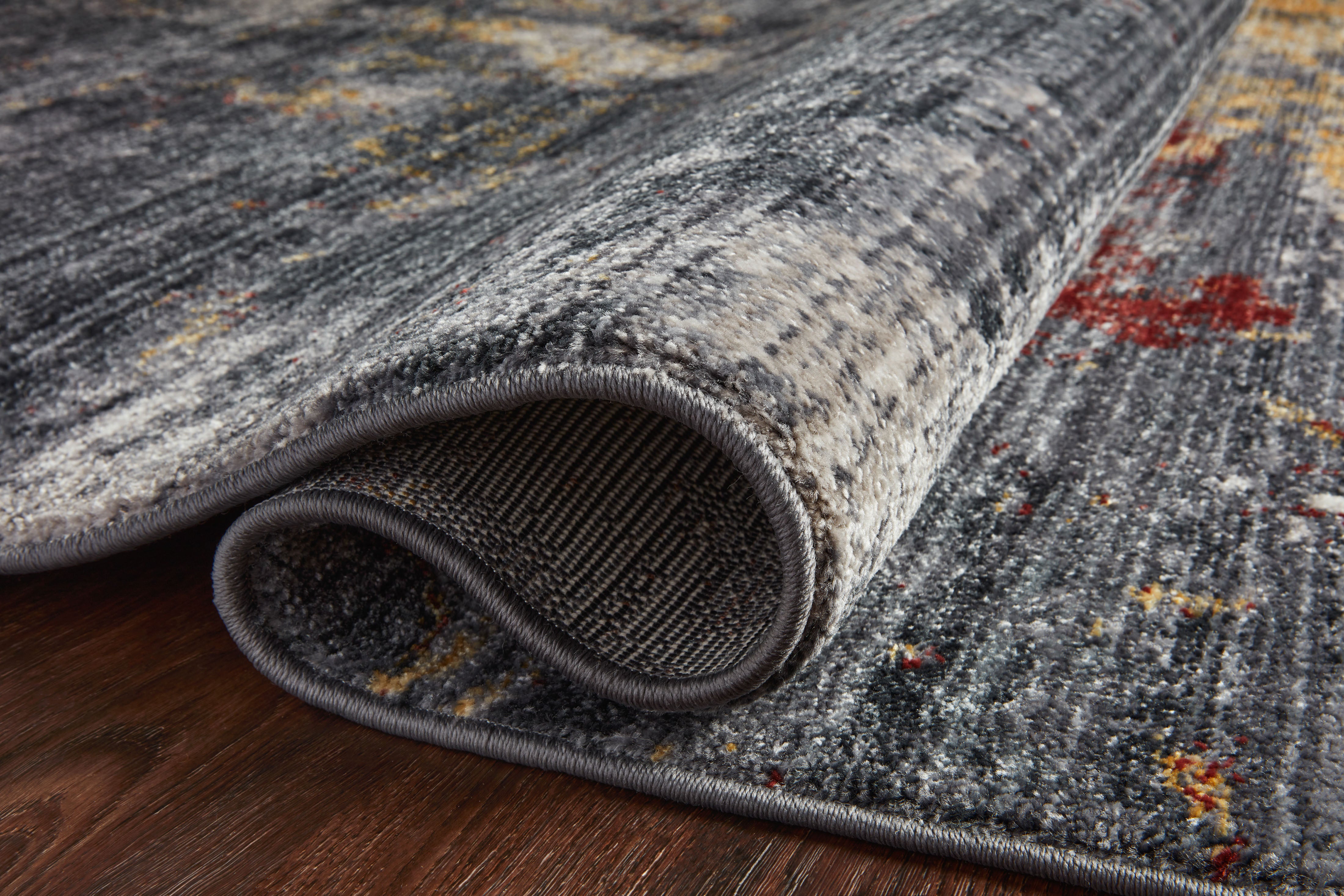 Samra SAM 03 dark grey spice area rug featuring warm accent tones, modern polypropylene rug for living spaces