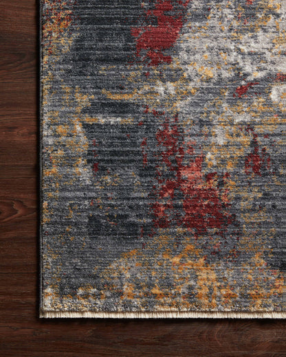 Samra SAM 03 dark grey spice area rug featuring warm accent tones, modern polypropylene rug for living spaces