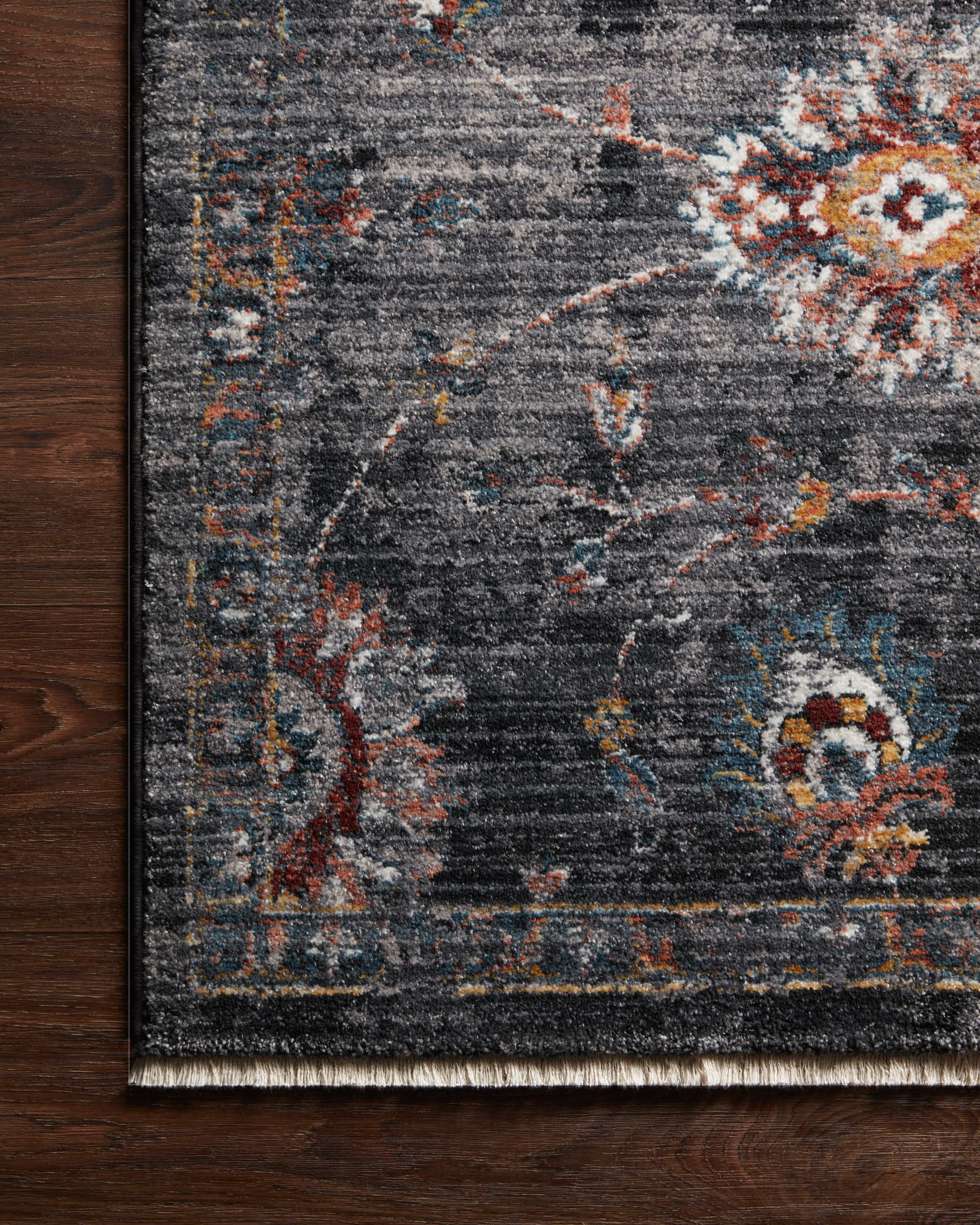 Samra SAM 08 charcoal multi area rug with layered color detailing, modern statement polypropylene rug