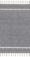Sawyer SAW-02 Navy Area Rug featuring bold graphic design and fringe
