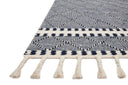 Sawyer SAW-02 Navy Area Rug featuring bold graphic design and fringe