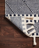 Sawyer SAW-02 Navy Area Rug featuring bold graphic design and fringe