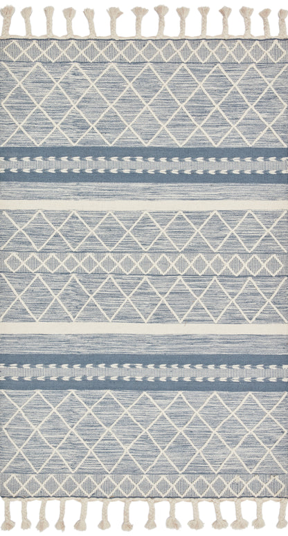 Sawyer SAW-04 Teal Area Rug showcasing bold graphic design and fringe