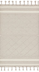 Sawyer SAW-05 Silver Area Rug with modern graphic pattern and fringe