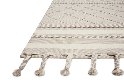 Sawyer SAW-05 Silver Area Rug with modern graphic pattern and fringe