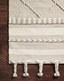 Sawyer SAW-05 Silver Area Rug with modern graphic pattern and fringe