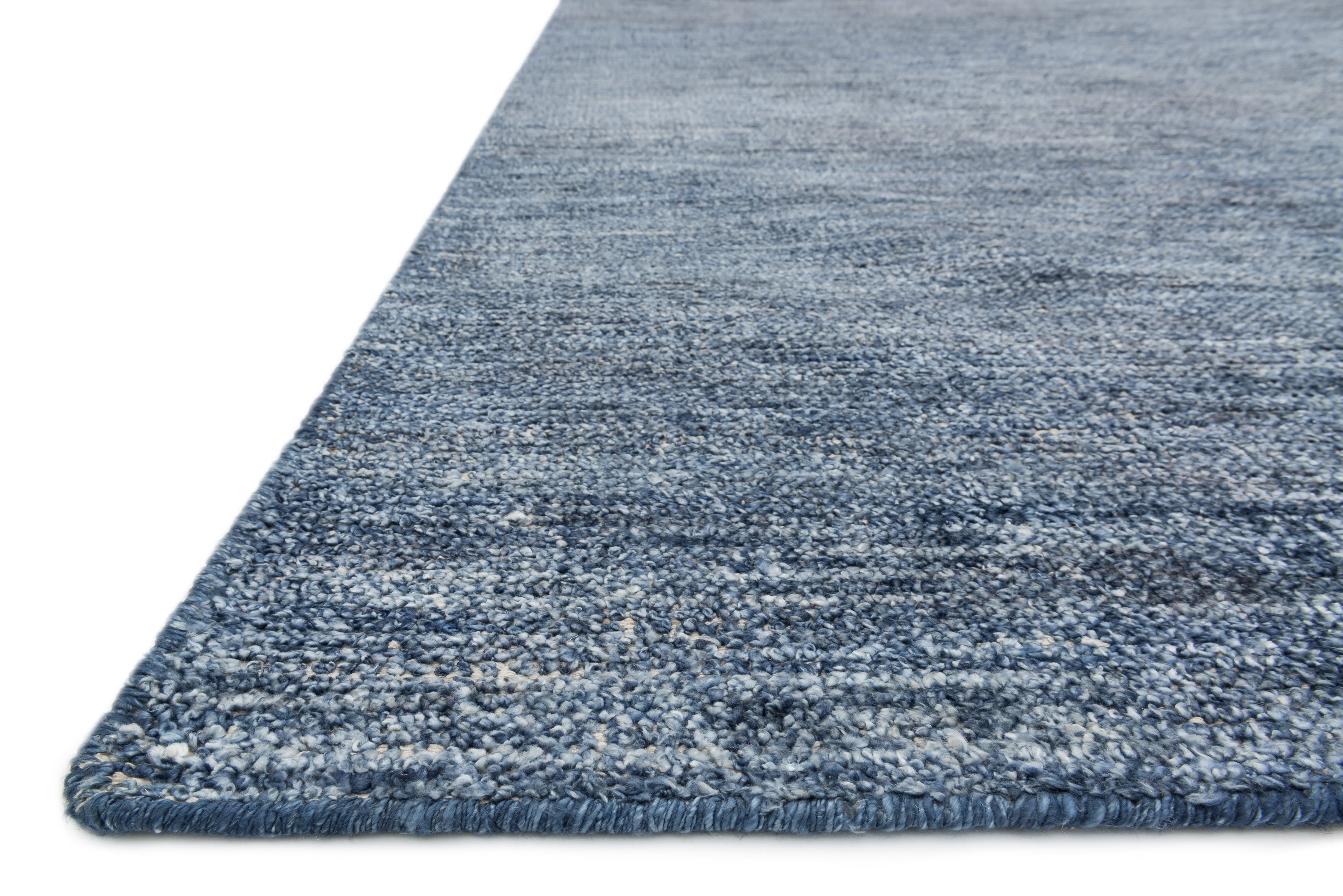 Serena SG-01 Denim hand-knotted blue area rug with tonal variegation and soft sheen