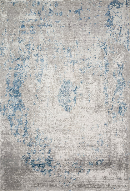 Sienne SIE-01 Dove/Ocean area rug with tonal distressed pattern, soft sheen, transitional design